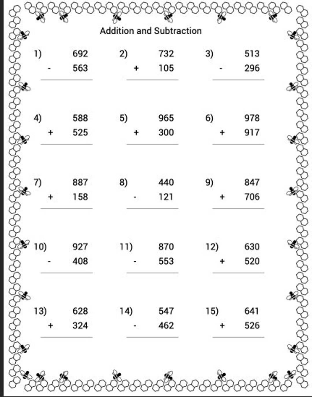 Printable Math Worksheets Addition And Subtraction Homeschool Instant Download With Answers Etsy Printable Math Worksheets Addition And Subtraction Homeschool Instant Download With Answers Etsy