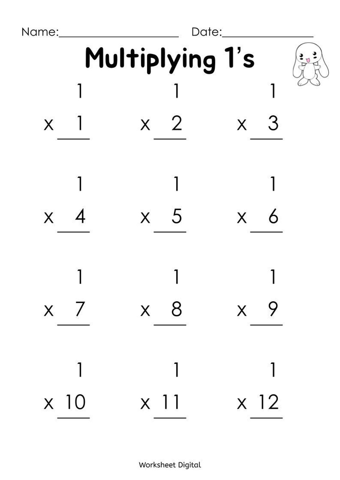 Printable Multiplication Worksheets Times Tables 1 12 PDF Etsy Printable Multiplication Worksheets Times Tables 1 12 PDF Etsy