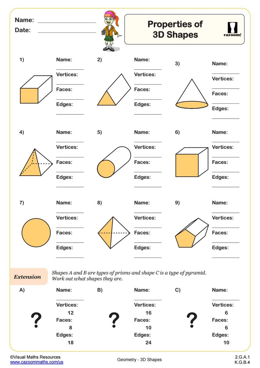 Printable PDF 3D Shapes Worksheets Cazoom Maths Cazoom Math Printable PDF 3D Shapes Worksheets Cazoom Maths Cazoom Math