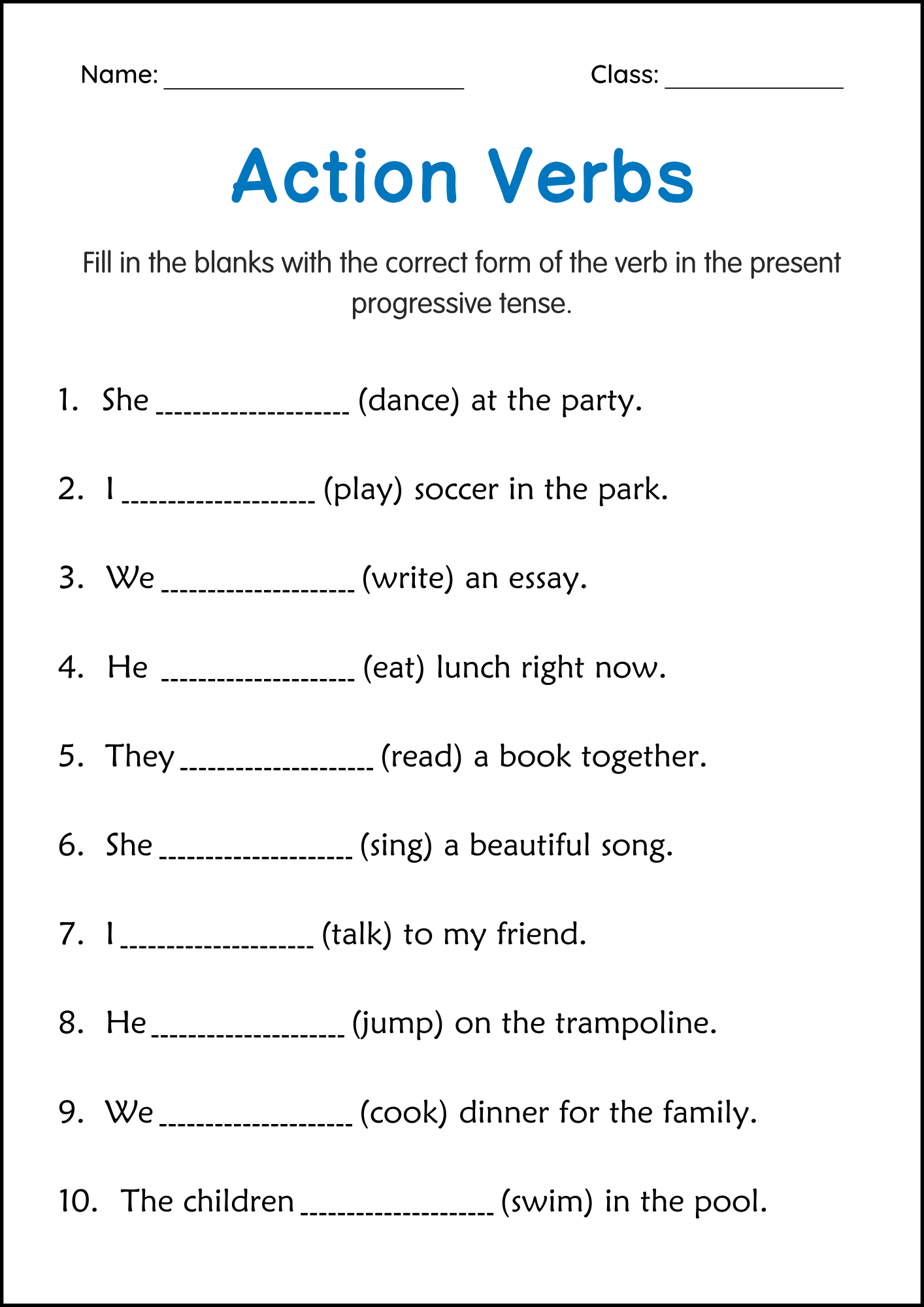 Printable Sentences Action Verbs Grammar Activity Worksheets For Grade 1 2 3 Made By Teachers Printable Sentences Action Verbs Grammar Activity Worksheets For Grade 1 2 3 Made By Teachers
