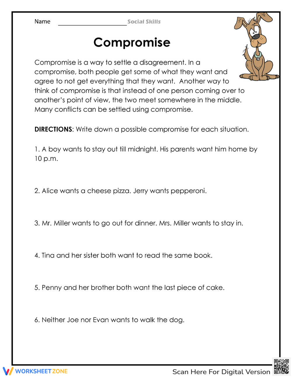Printable Social Skills For Middle School Fill In The Blanks Worksheets