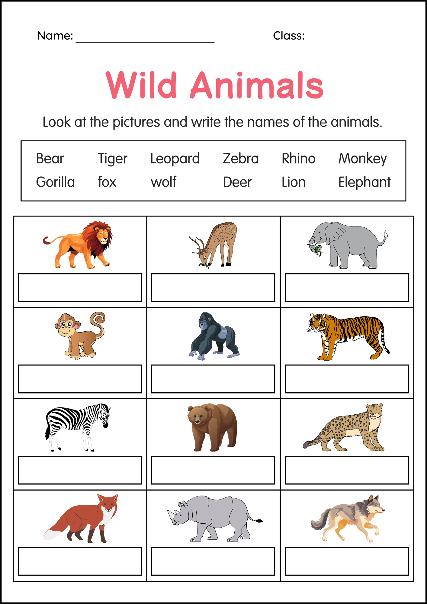 Printable Wild Animals Activity Worksheet For Grade 1 2 3 Made By Teachers Printable Wild Animals Activity Worksheet For Grade 1 2 3 Made By Teachers