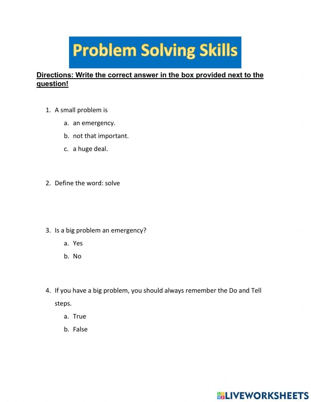 Problem Solving Skills Worksheet Worksheets Library Problem Solving Skills Worksheet Worksheets Library