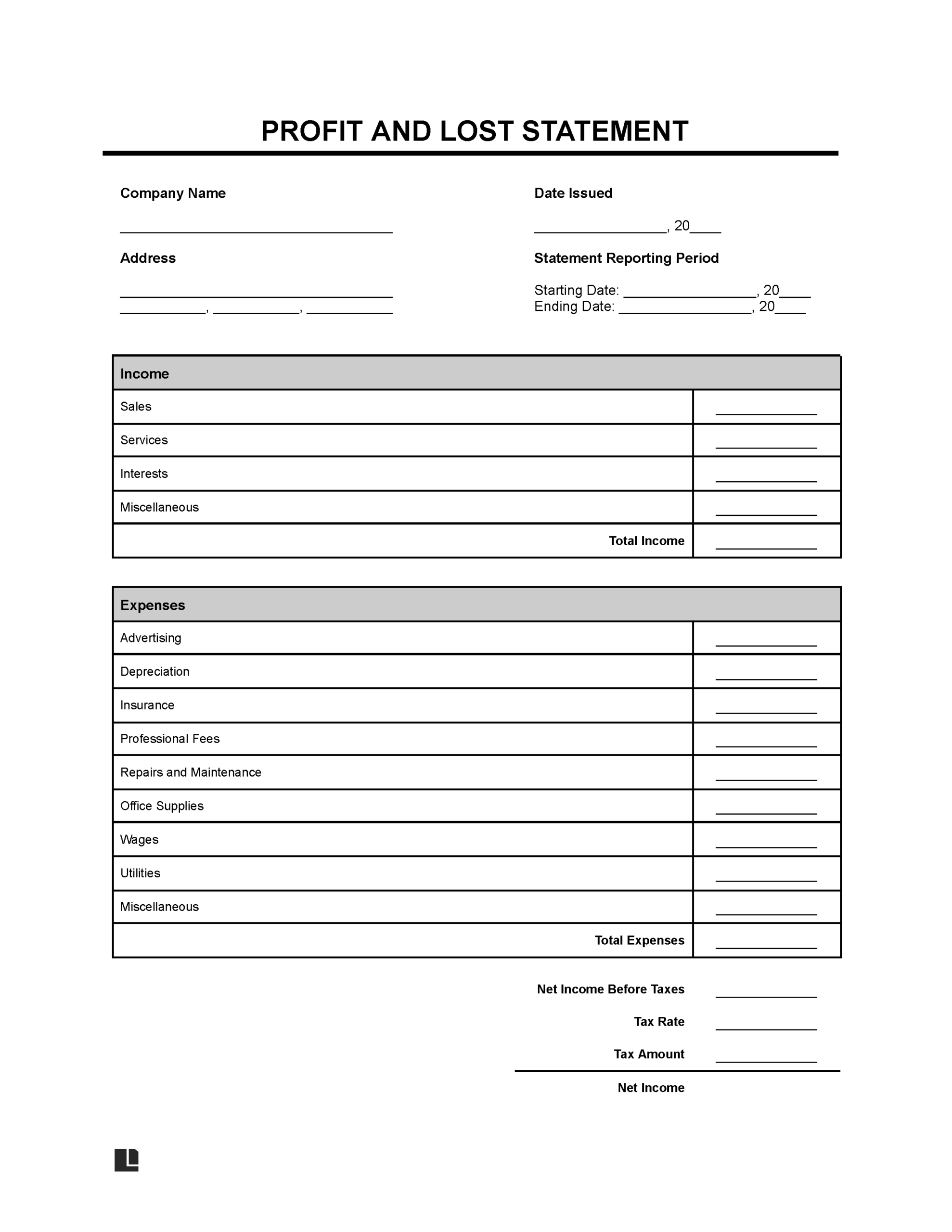Profit And Loss Statement Template Fill Online Download Print Printable Profit And Loss Statement Template Small Business Income Statement Financial Statement Profit Calculator Editable PDF Word Etsy
