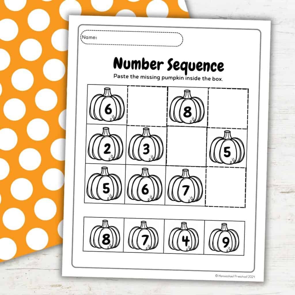 Pumpkin Number Sequence Worksheets For Preschoolers