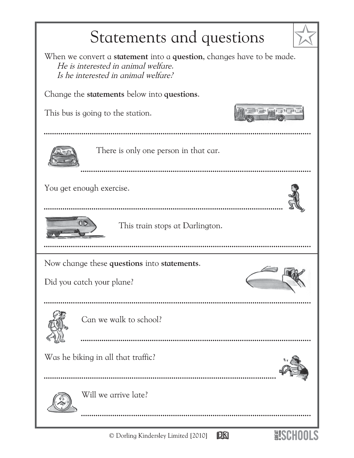 Questions And Statements Dorling Kindersley Limited 2010 Worksheets Library
