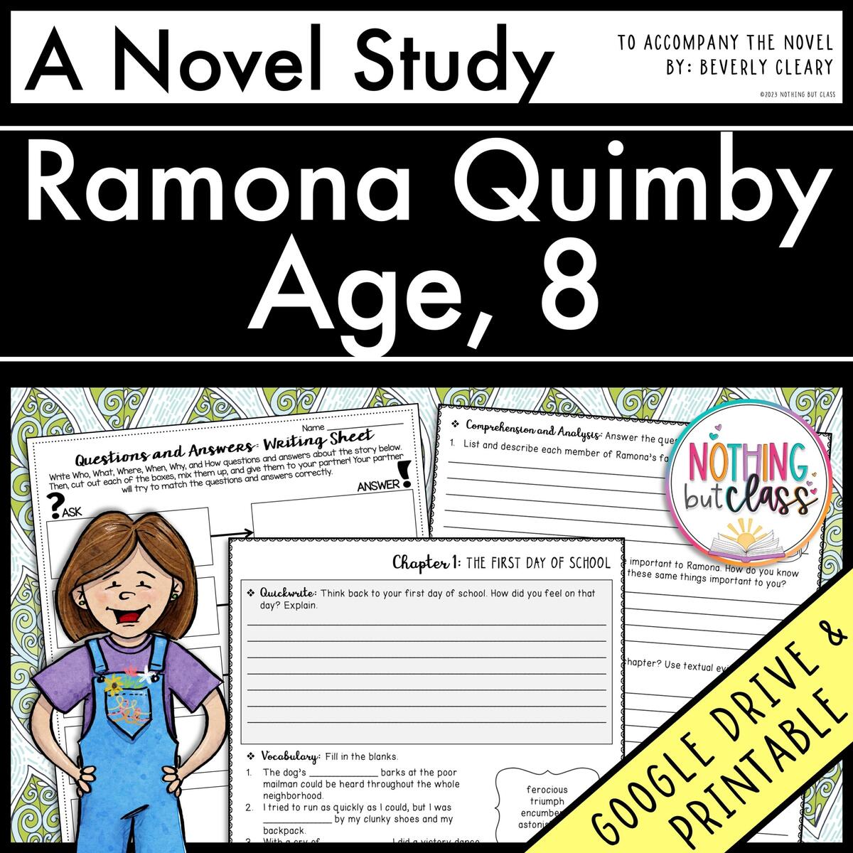 Ramona Quimby Age 8 Novel Study Guide Made By Teachers