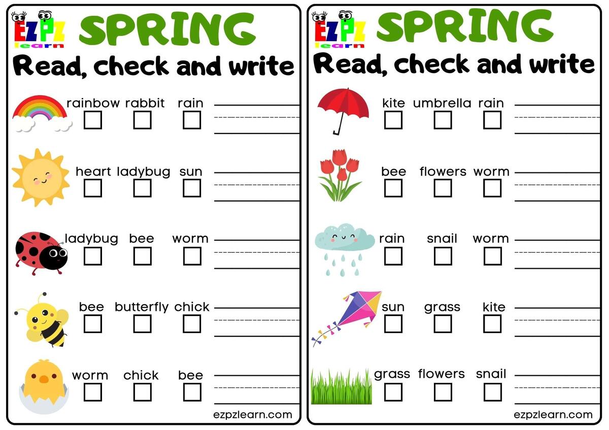Read Check And Write Worksheet Spring Season PDF Download Ezpzlearn