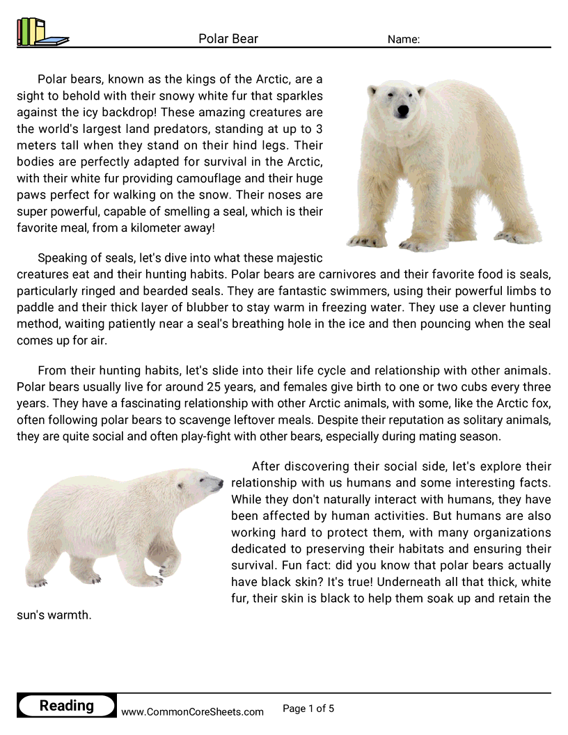 Reading Comprehension Mammals