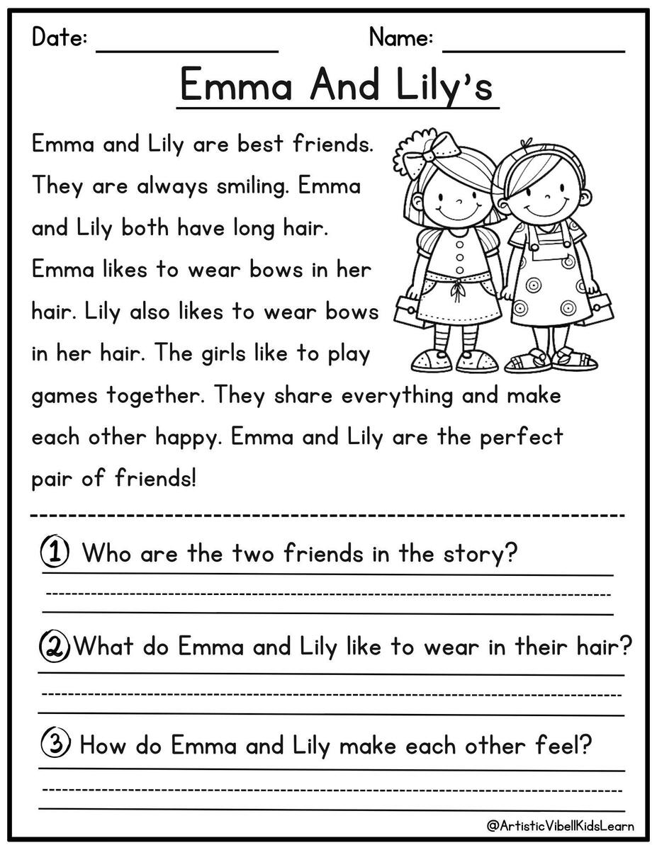 50 Kindergarten 1st Grade Reading Comprehension Passages Worksheets Sentences Reading Worksheet Fluency Worksheet English Learing Set 1 Etsy