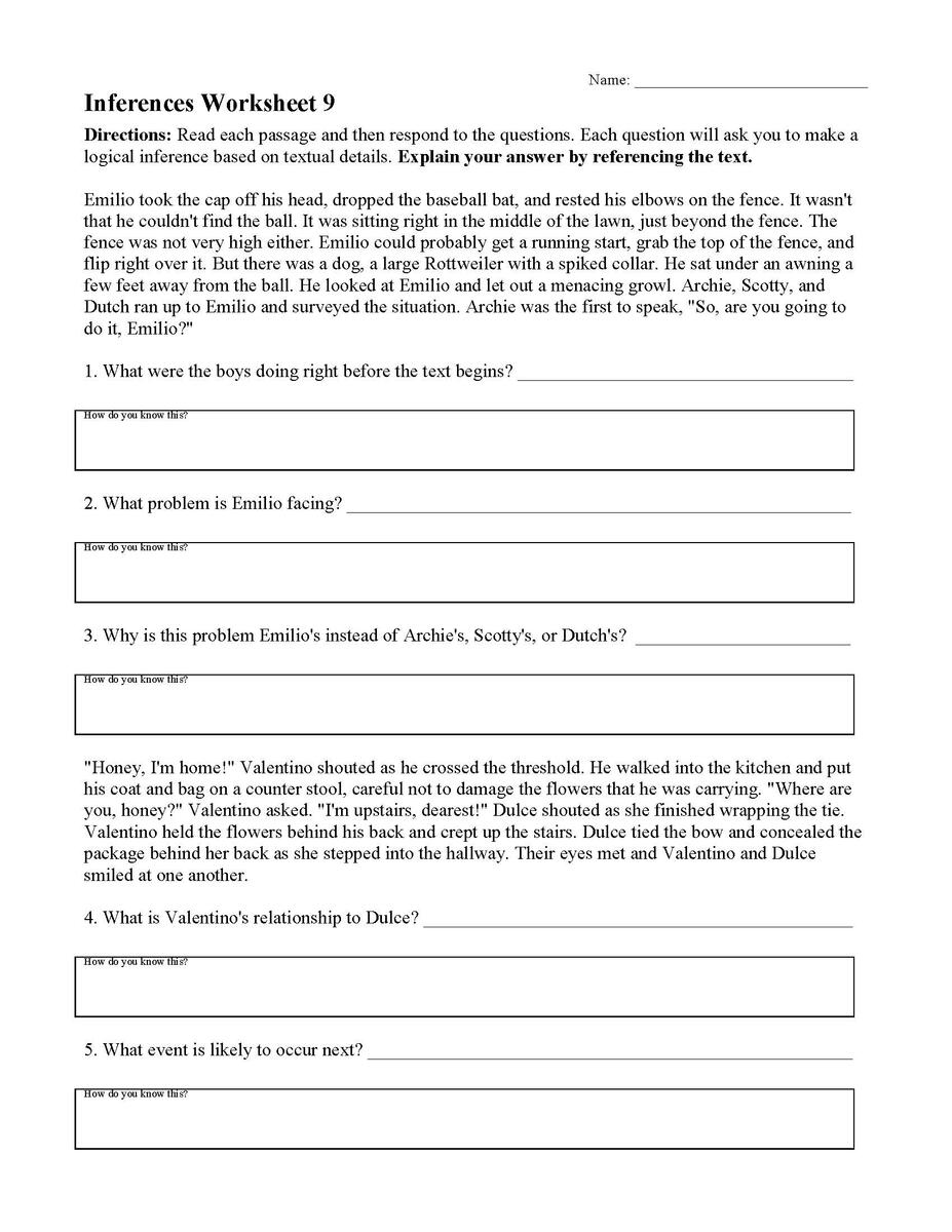 Reading Worksheets Comprehension And Inference Skills