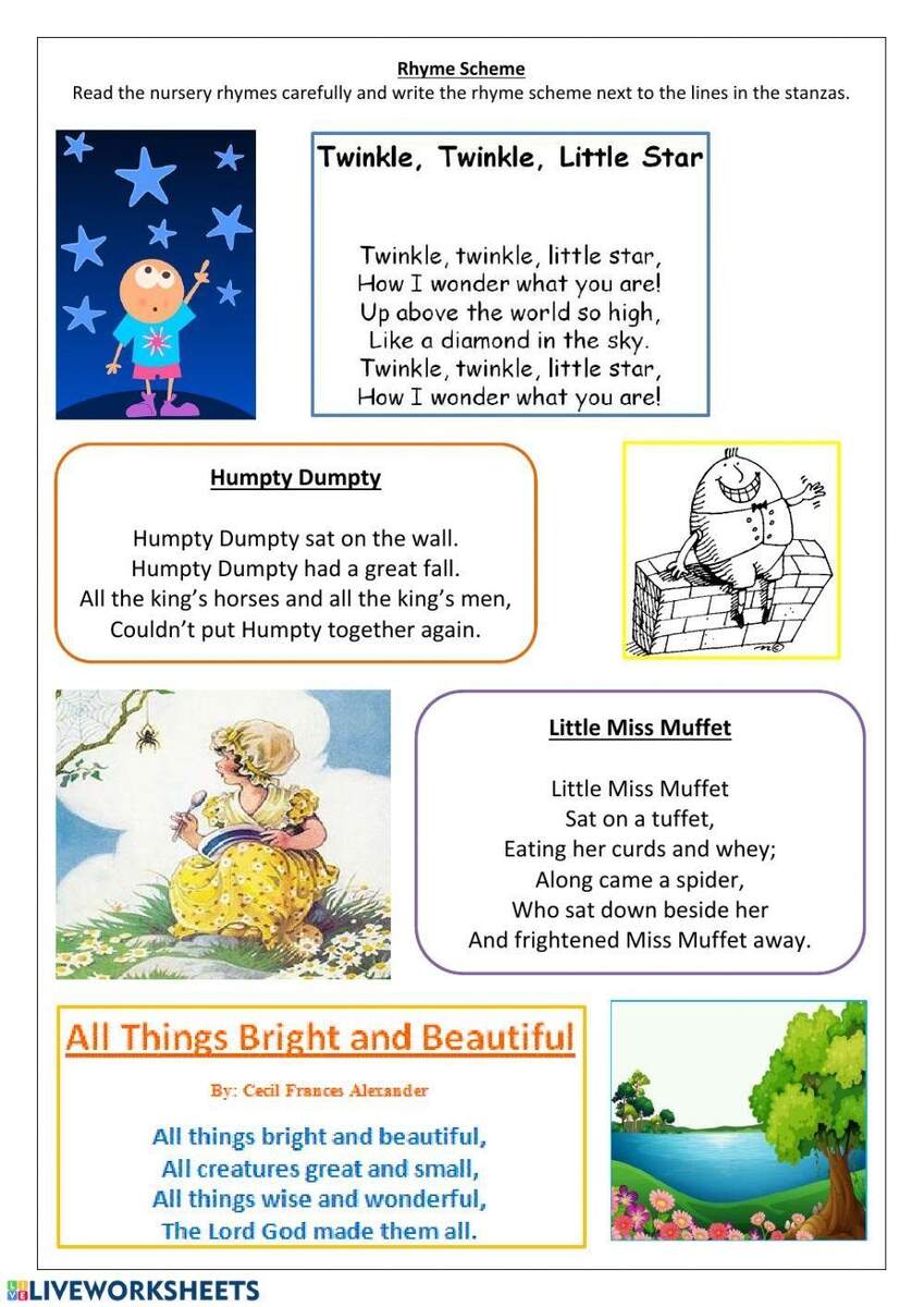 Rhyme Scheme Worksheet Worksheets Library Englishlinx Rhyming Worksheets