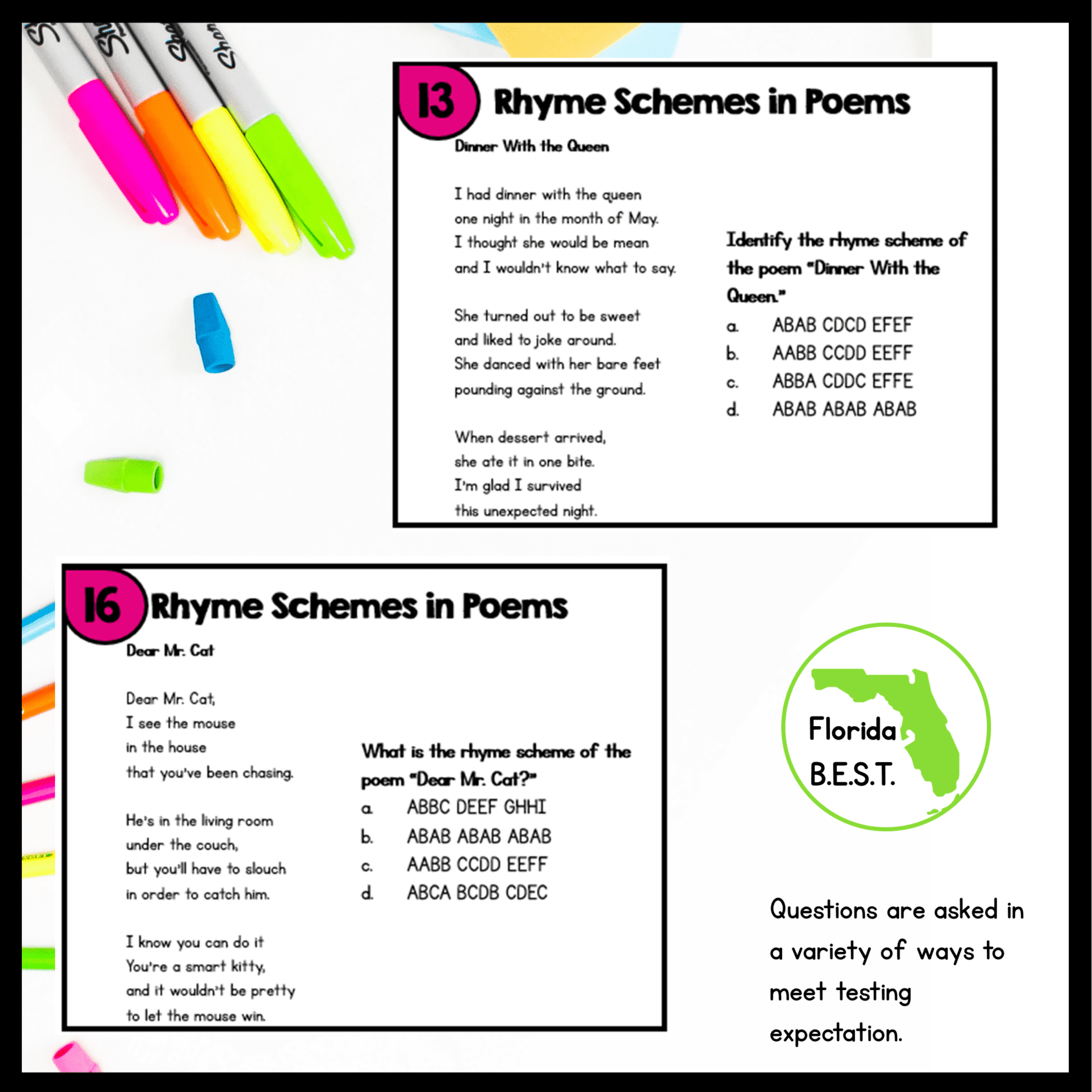 Rhyme Schemes In Poems Task Cards 2nd Grade MagiCore Rhyme Schemes In Poems Task Cards 2nd Grade MagiCore