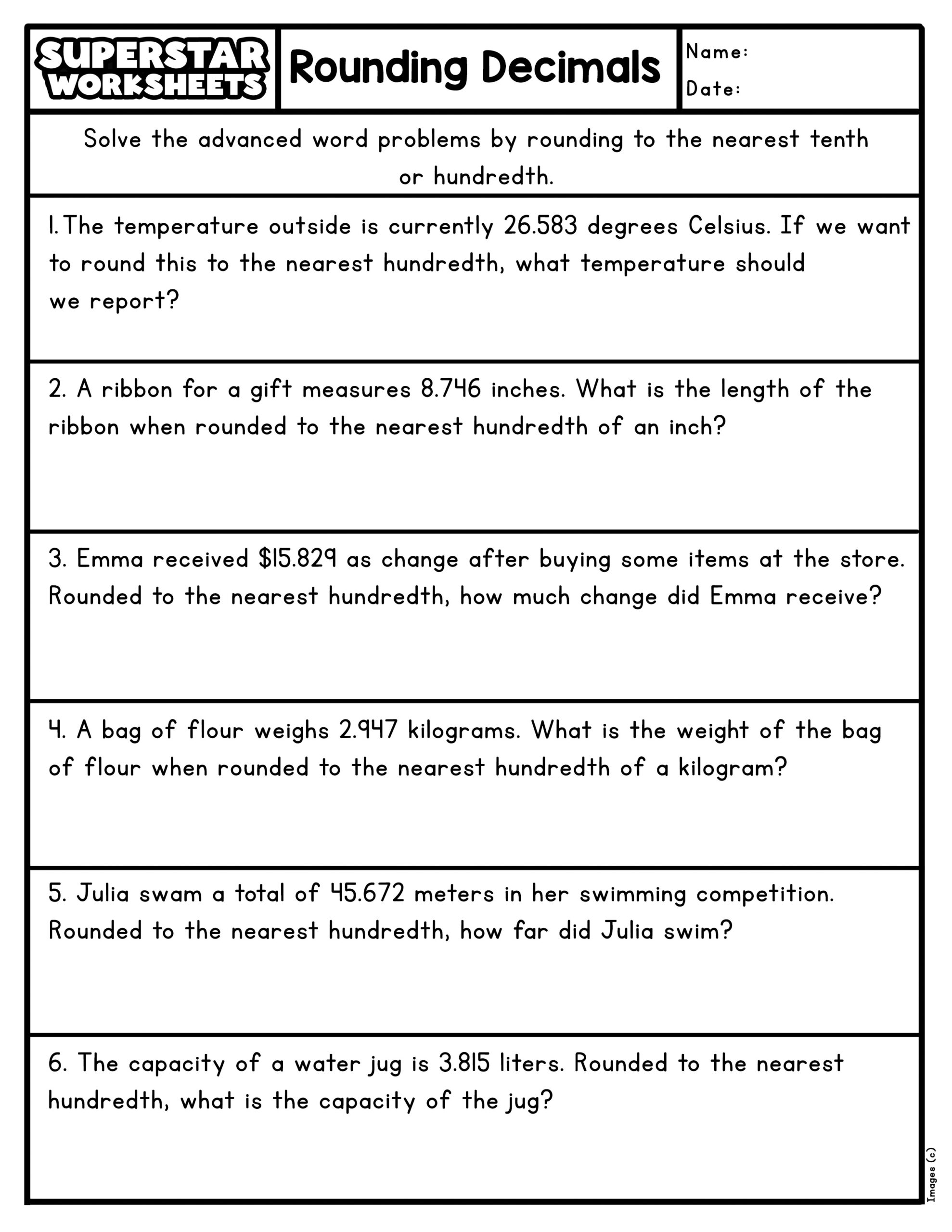 Rounding Decimal Worksheets Superstar Worksheets 5th Grade Dividing Decimals Multiplication Word Problems Worksheets For Free ArgoPrep