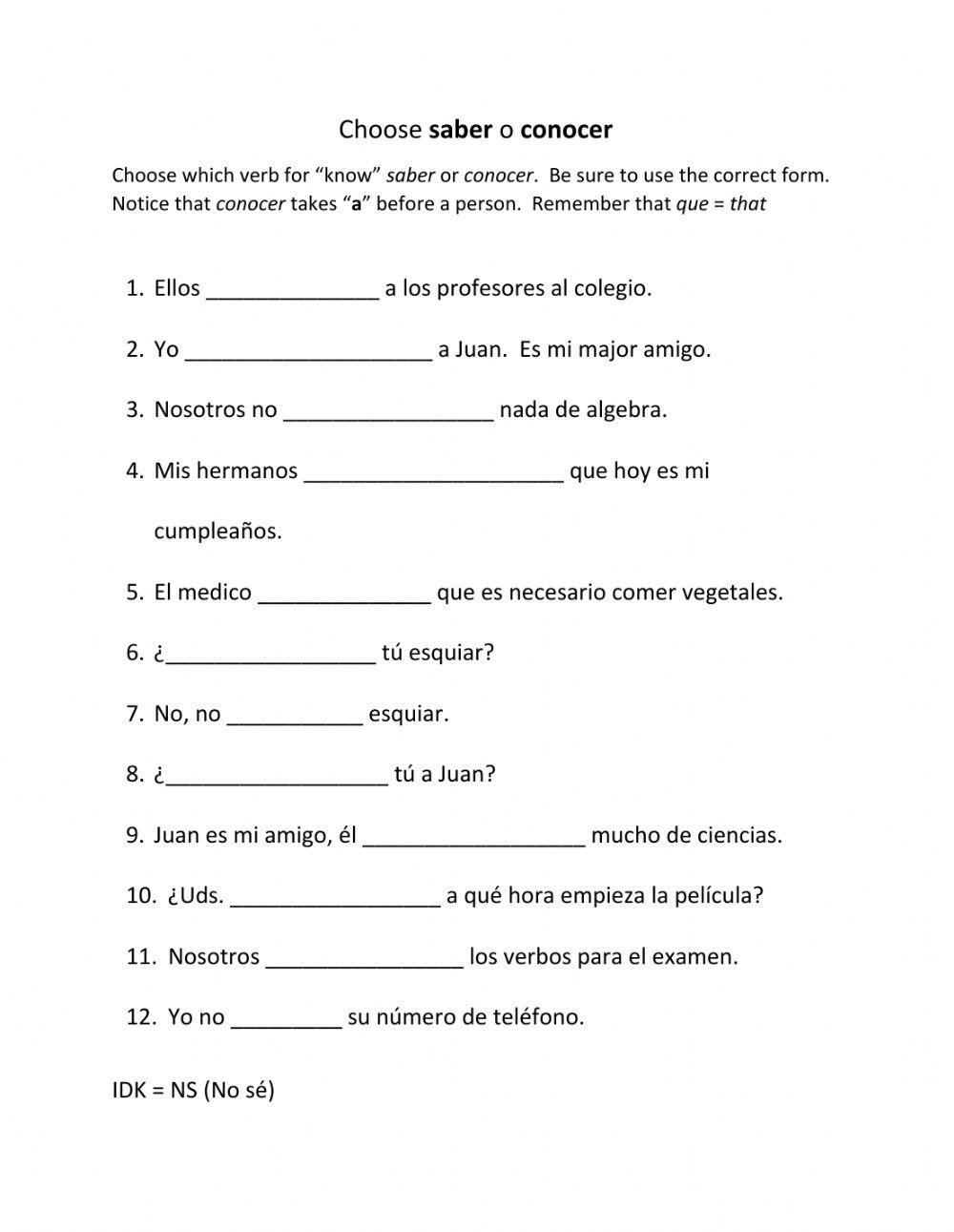 Saber And Conocer Practice Worksheets With Answers And Digital Options Worksheets Library Saber VS Conocer Word Search WordMint
