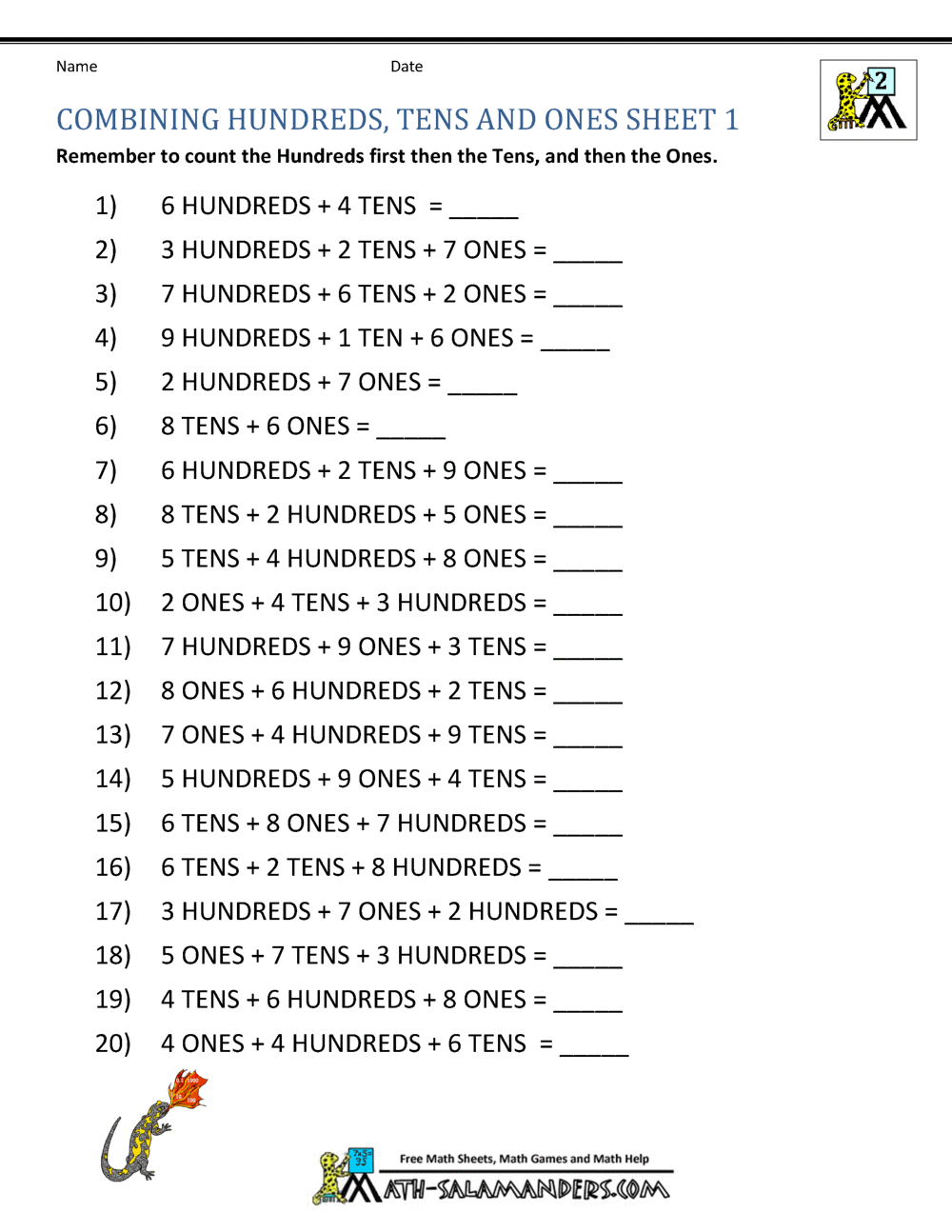 Second Grade Place Value Worksheets Second Grade Place Value Worksheets