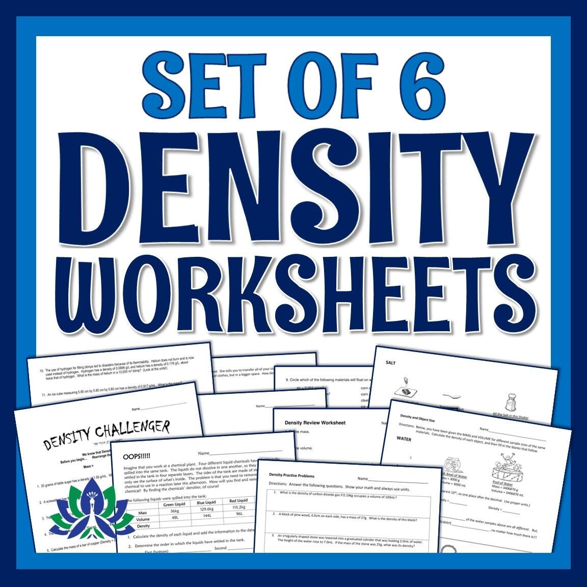 Set Of 6 Density Worksheets Flying Colors Science Set Of 6 Density Worksheets Flying Colors Science
