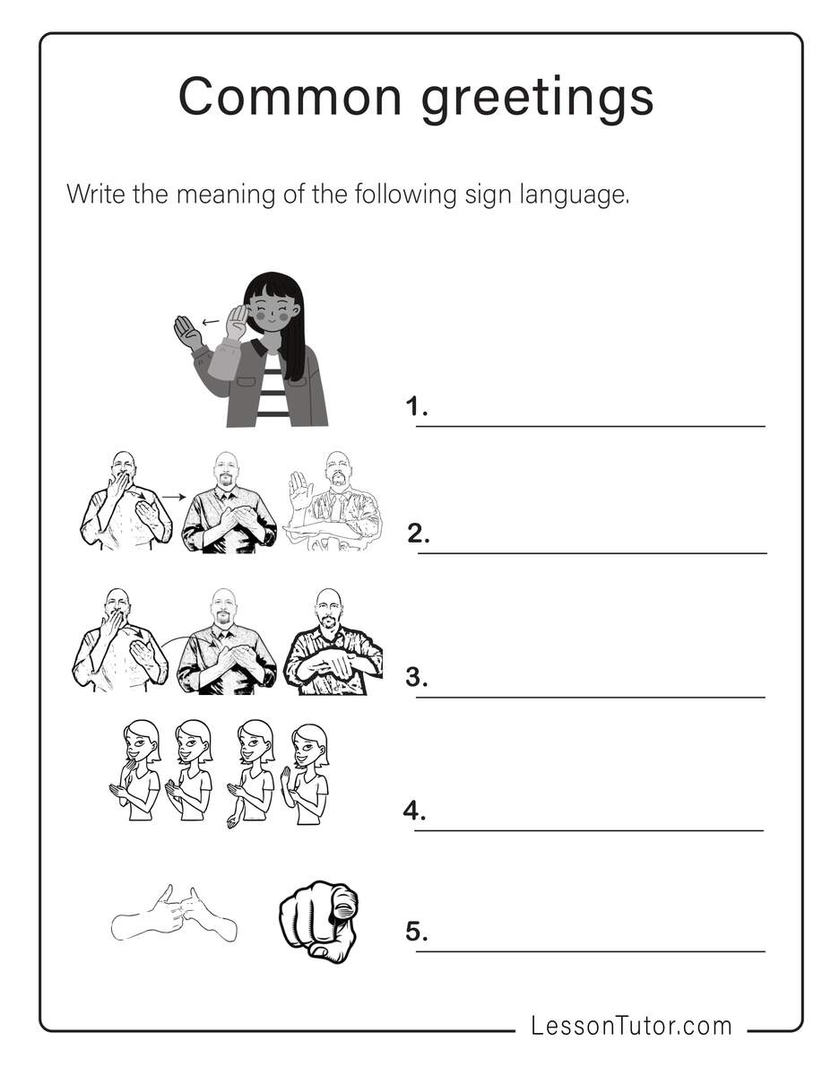 Sign Language Greetings Free Coloring Pages PDF Printables And Worksheets Lesson Tutor Sign Language Greetings Free Coloring Pages PDF Printables And Worksheets Lesson Tutor