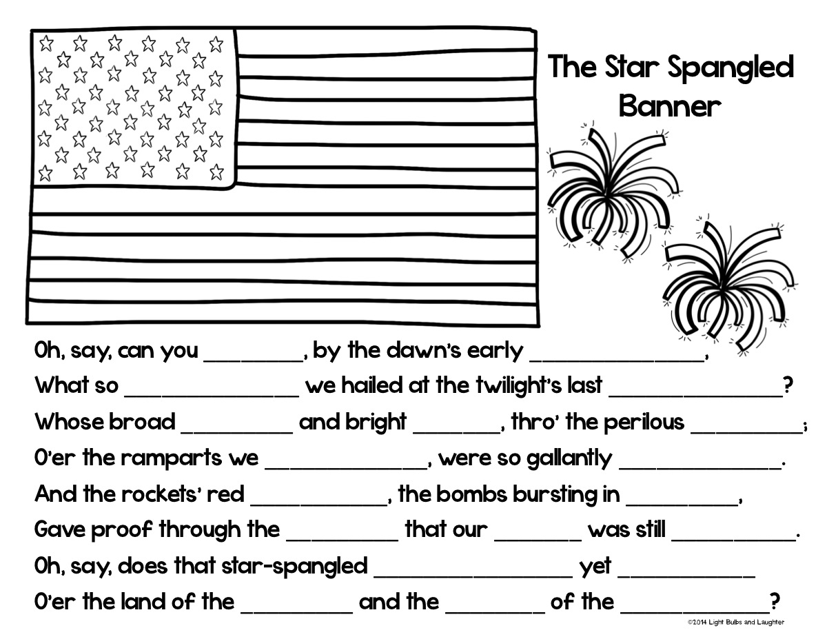 Slide2 The Wise Nest Star Spangled Banner Fill In The Blank Worksheet Worksheets Library