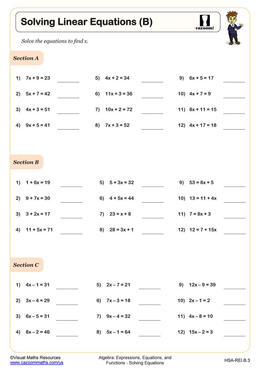 Year 8 Solving Equations Worksheets PDF Printable Worksheets