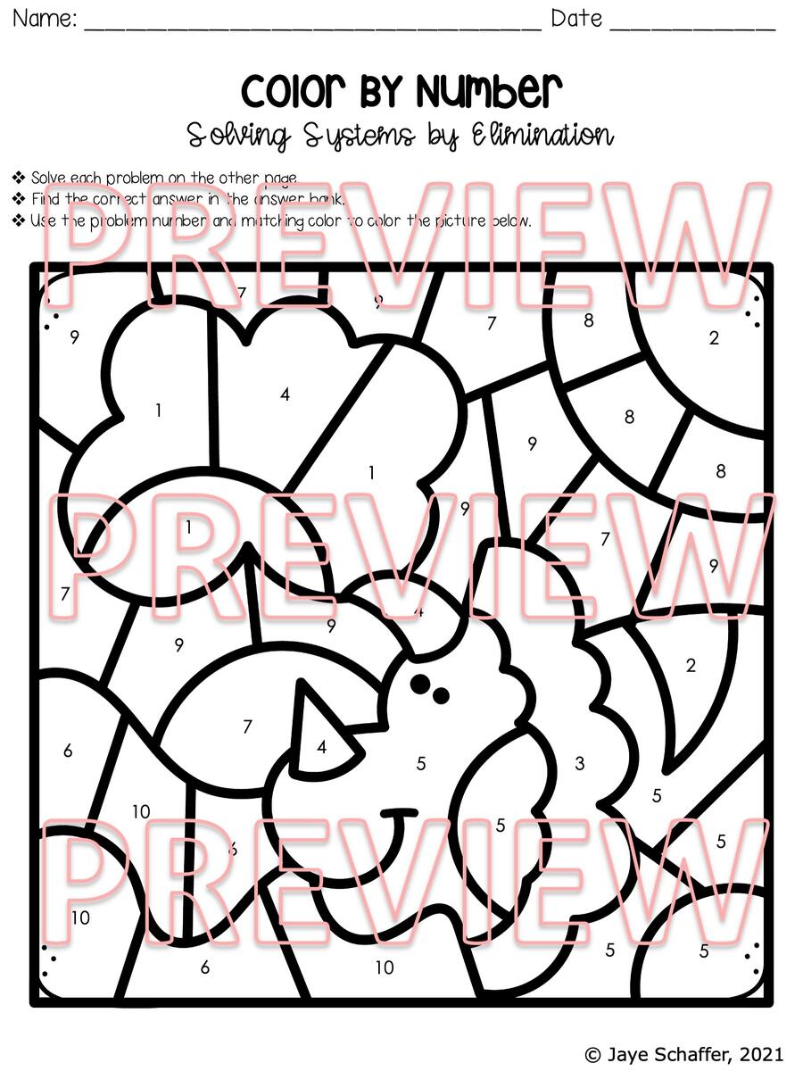 Solving Systems Of Equations By Elimination Coloring Activity Made By Teachers Solving Two Step Equations Coloring Activity Made By Teachers