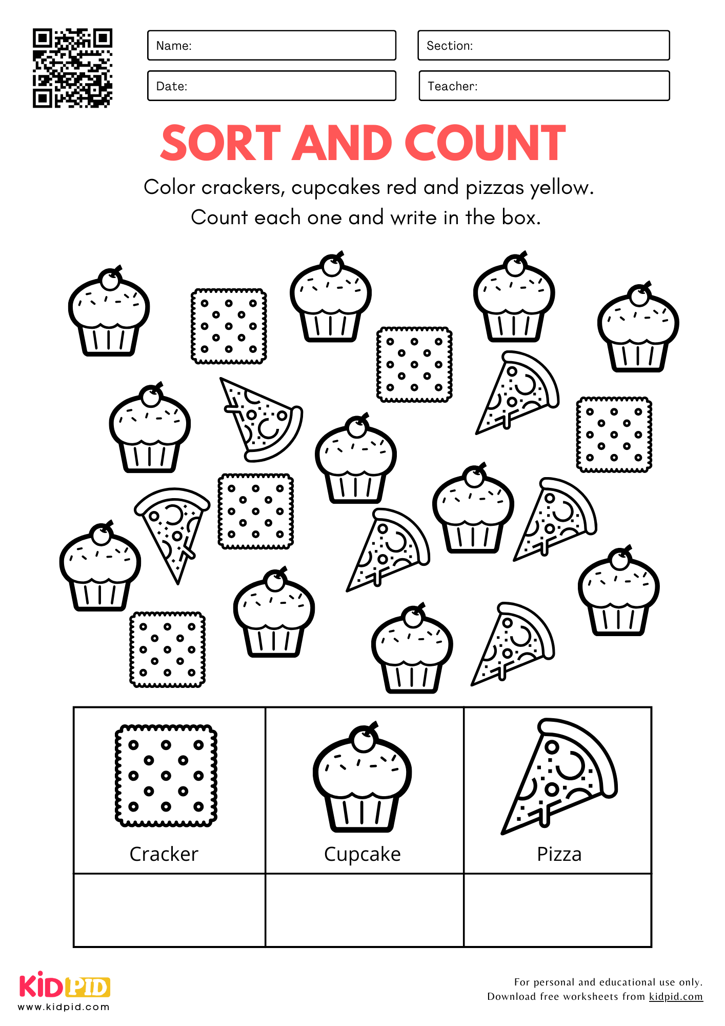 Sort Color Count Worksheet For Kindergarten Kidpid