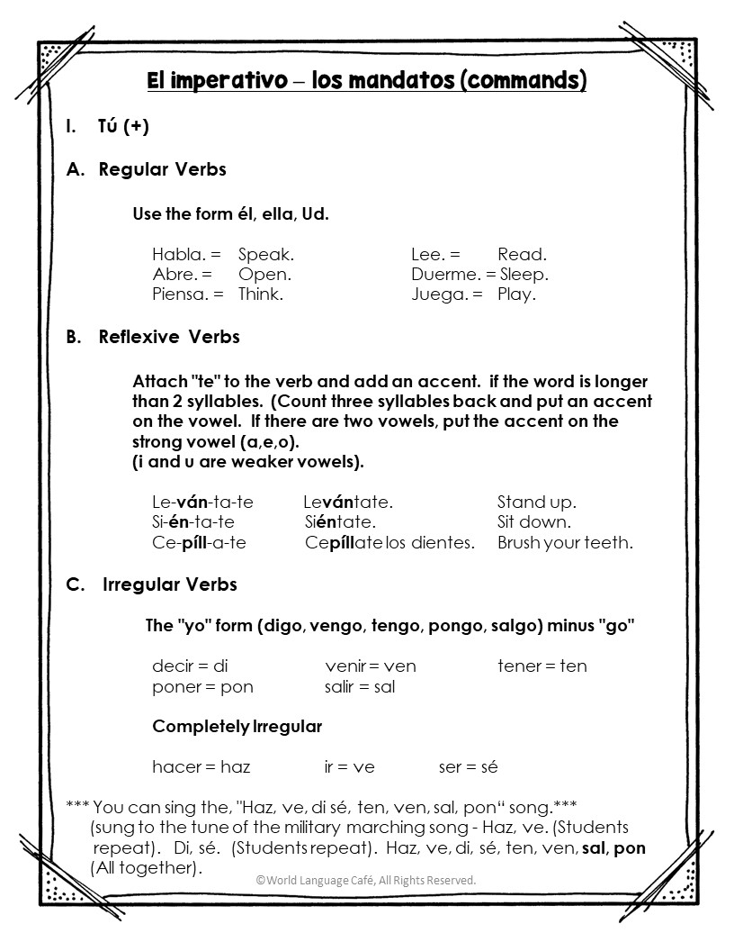 Spanish Commands Activities And Lesson Plans World Language Cafe