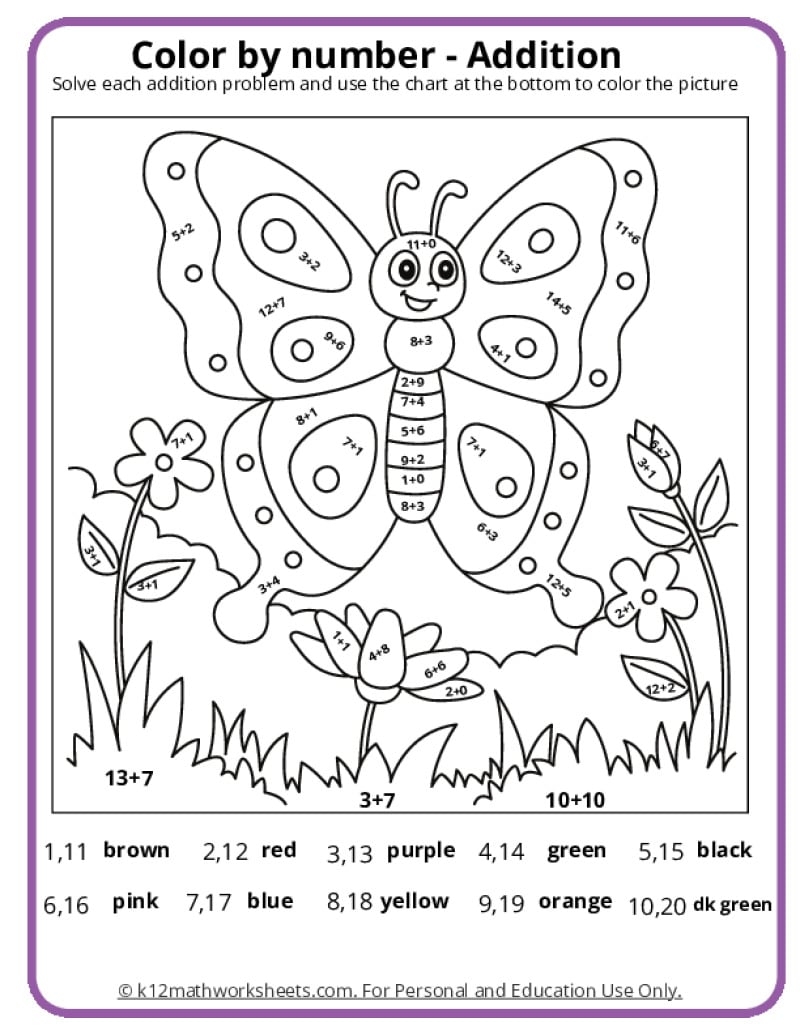 Spring Color By Number Pages K12 Math Worksheets Winter Color By Number Pages K12 Math Worksheets