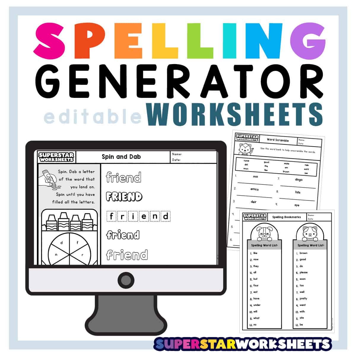 Spelling Worksheets Superstar Worksheets