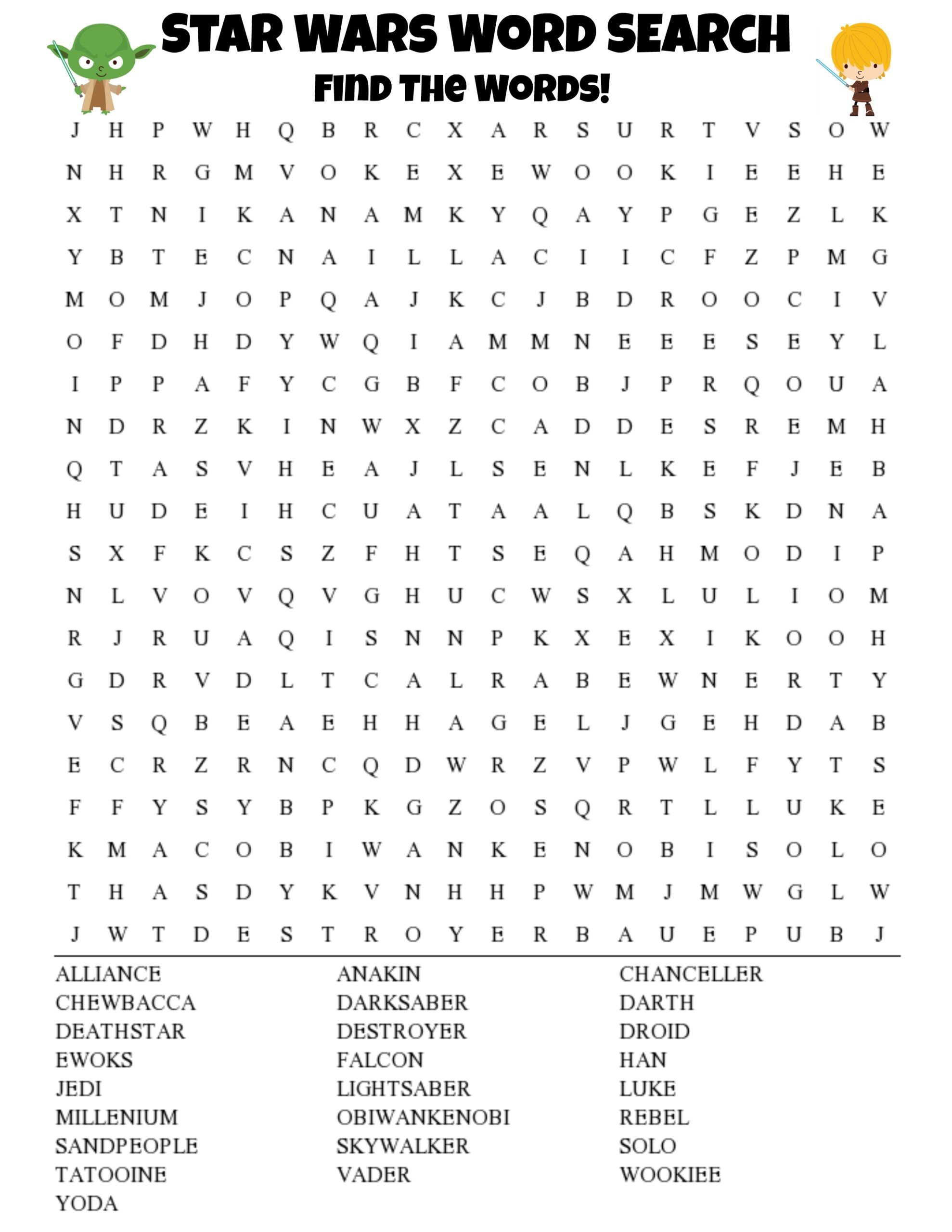 Star Wars Word Search Printable For Kids Thrifty Mommas Tips Star Wars Printables Activities Brightly