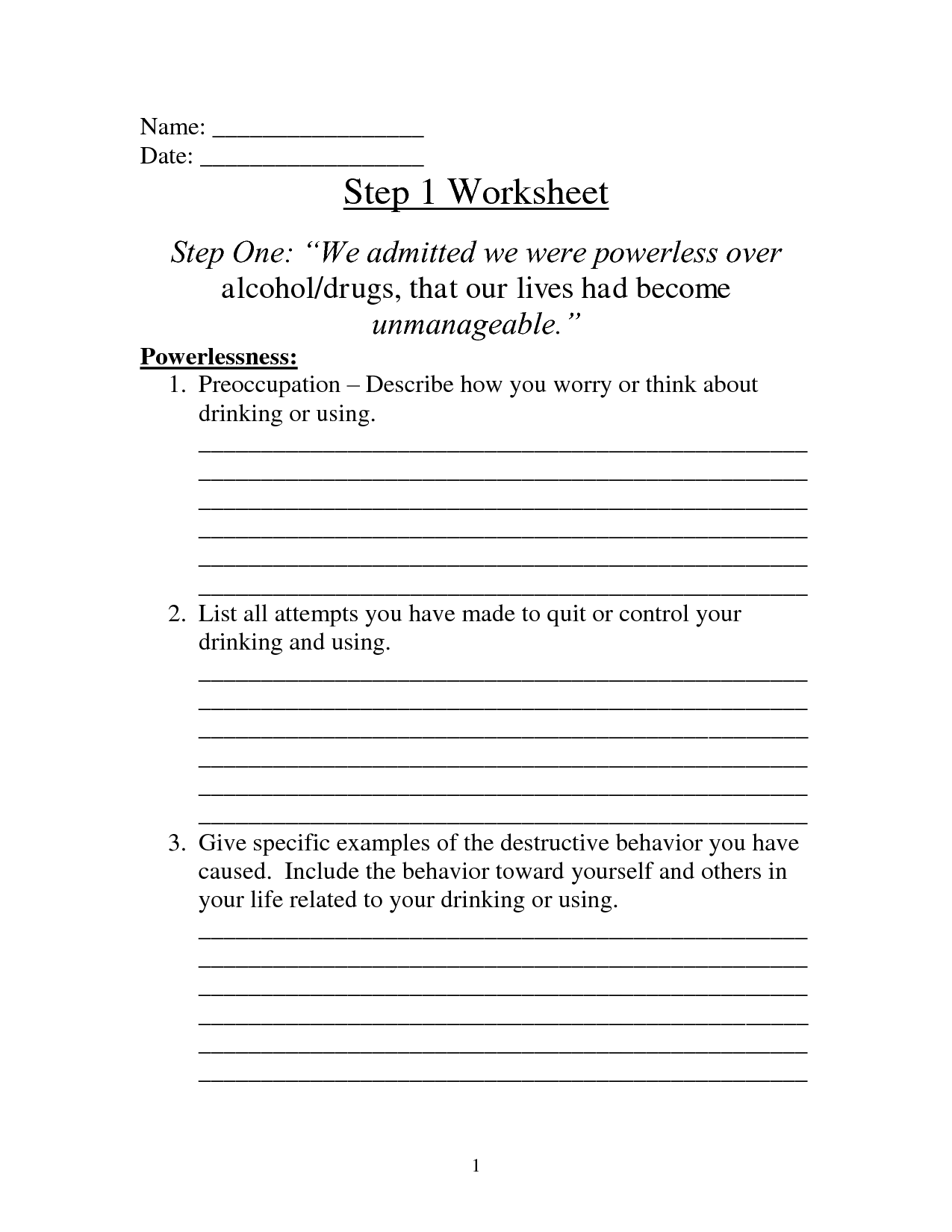 15 12 Step Recovery Worksheets Free PDF At Worksheeto Worksheets Library