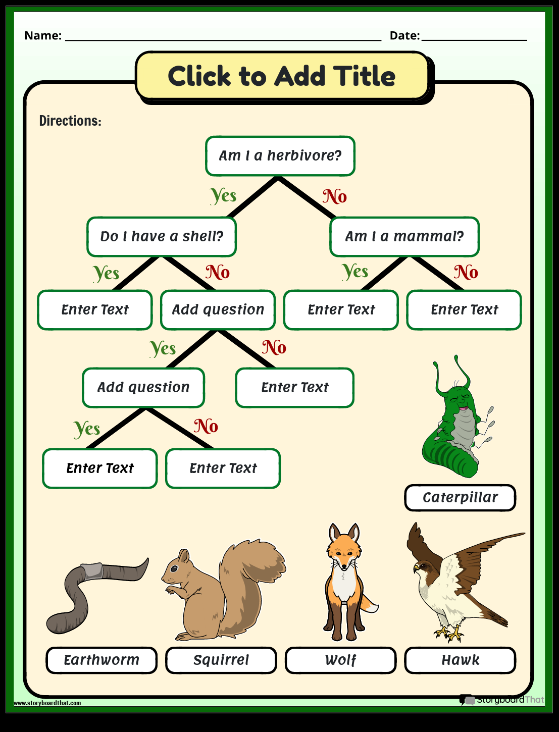 Storyboard That Free Animal Adaptations Worksheets