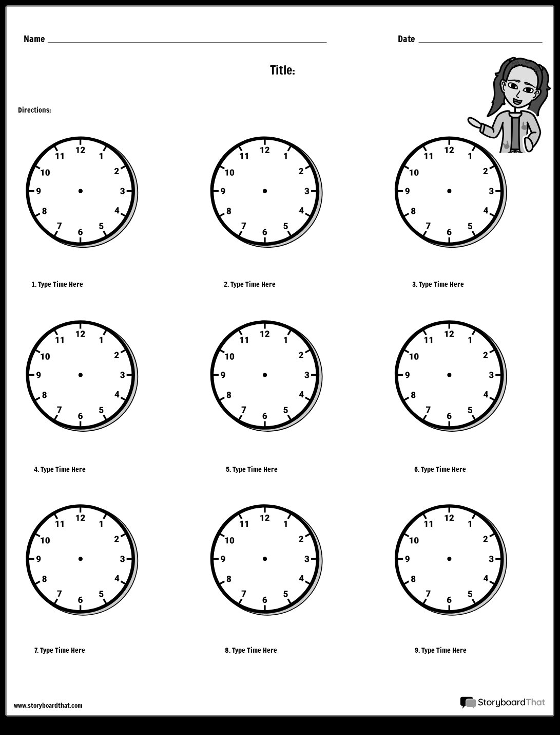 Storyboard That Telling Time Worksheet Creator