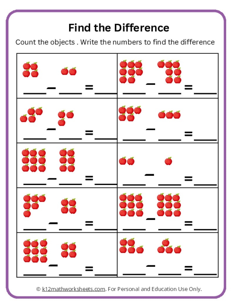 Subtraction Worksheets For Kindergarten Free Subtraction Worksheets For Kindergarten