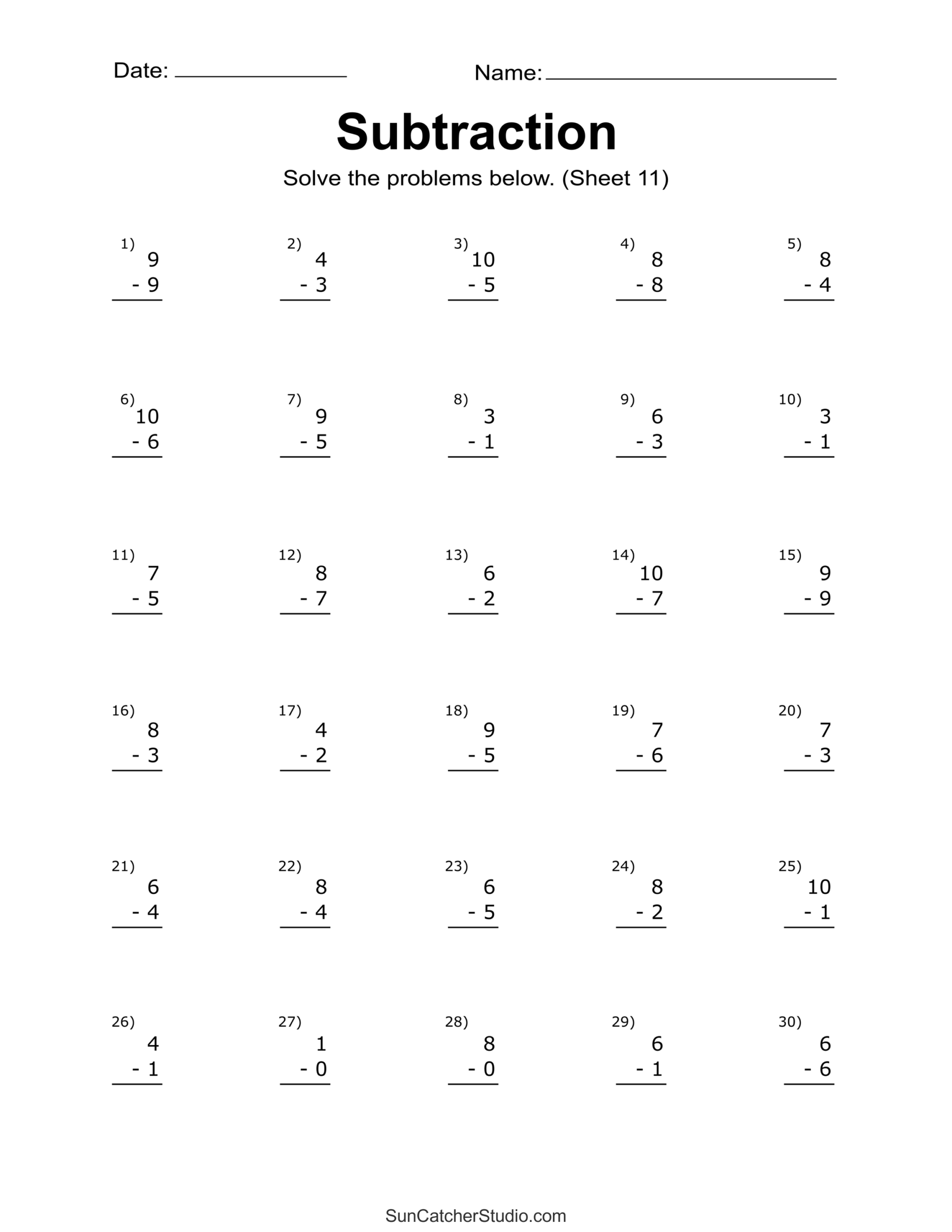 Subtraction Worksheets Free Printable Math Drills DIY Projects Worksheets Library