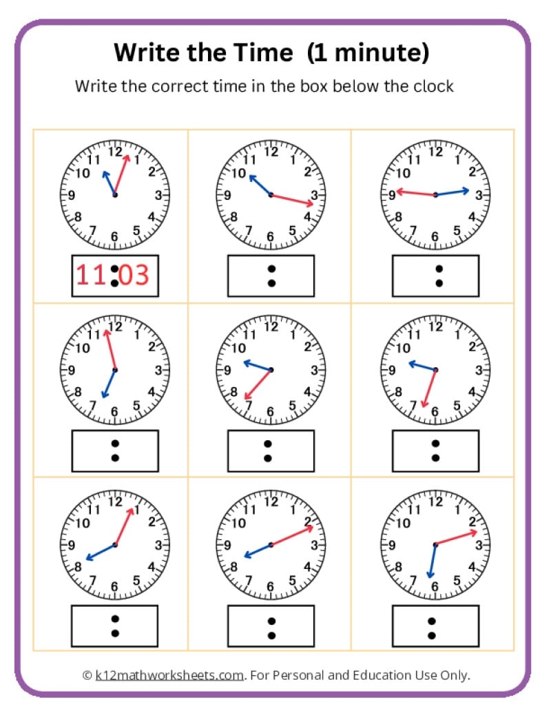 Telling Time Worksheet Free Printable Digital PDF