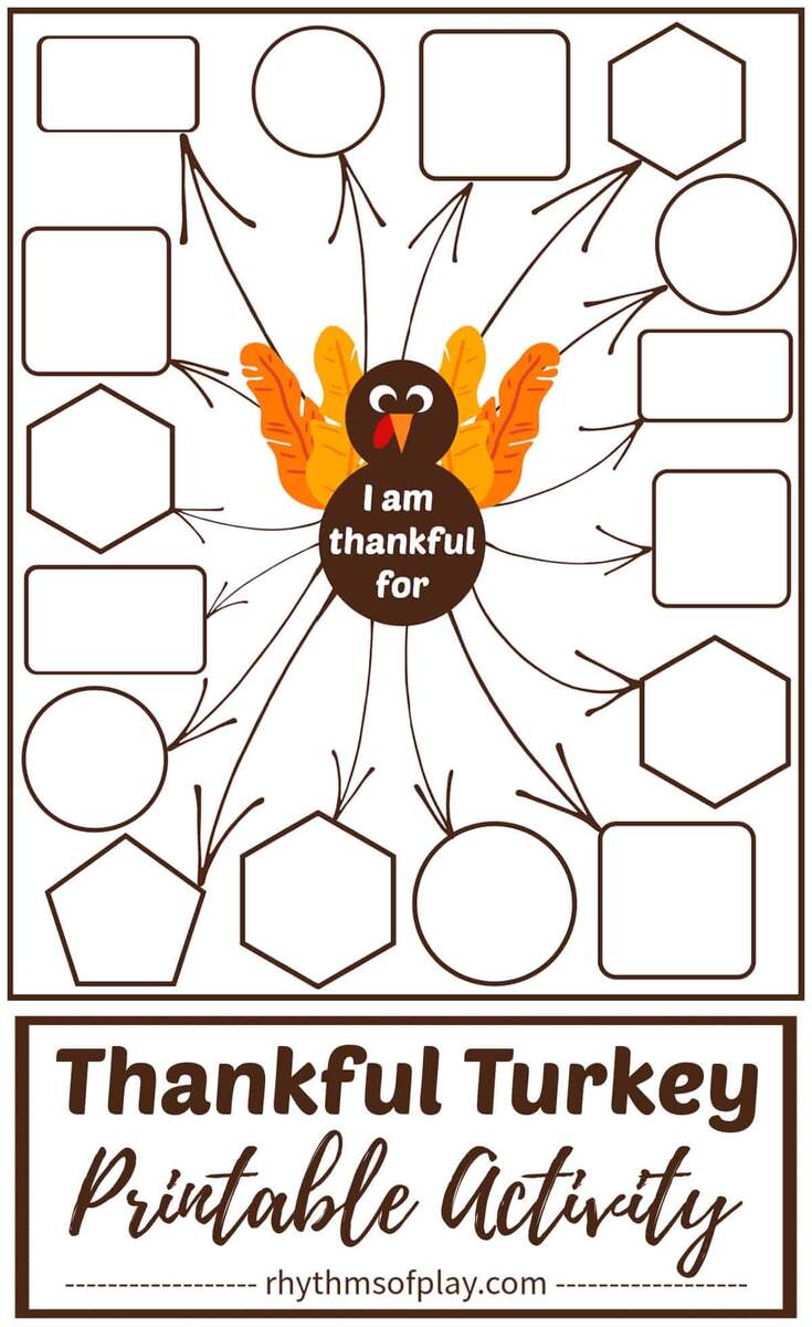 Thankful Turkey Printable Gratitude Activity Coloring Page