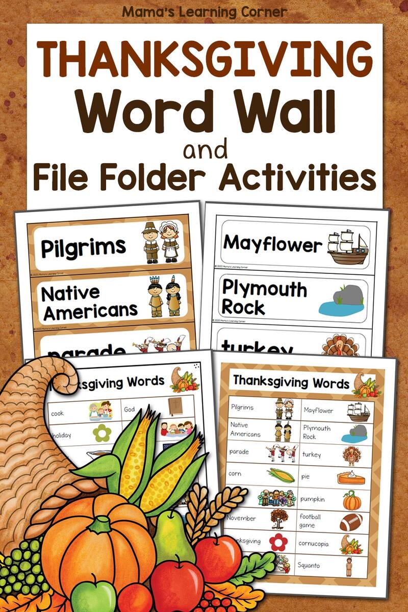 Thanksgiving Vocabulary Word Wall With File Folder Activities Mamas Learning Corner Water Vocabulary Word Wall Made By Teachers