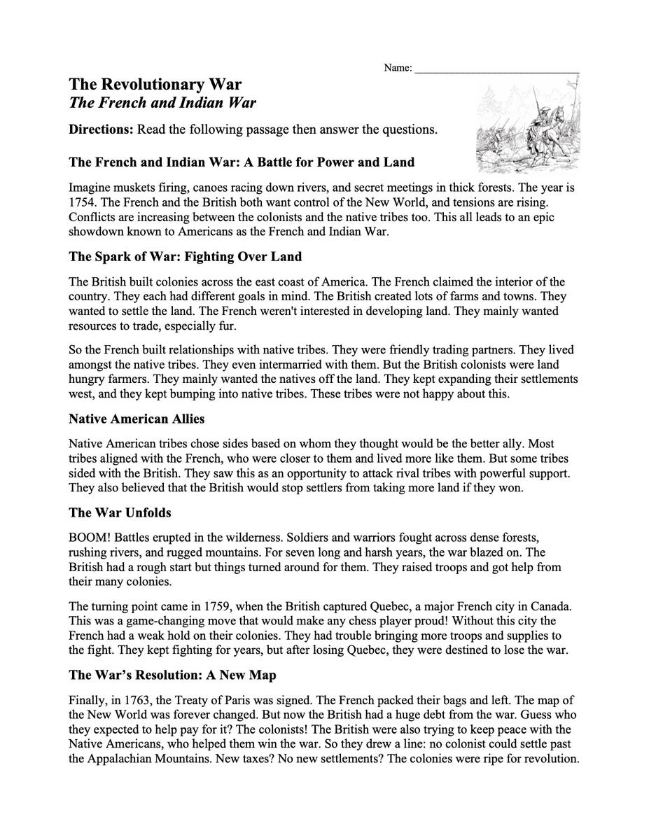 The French And Indian War Worksheet Revolutionary War Activity Worksheets Library The French And Indian War Worksheet Revolutionary War Activity Worksheets Library