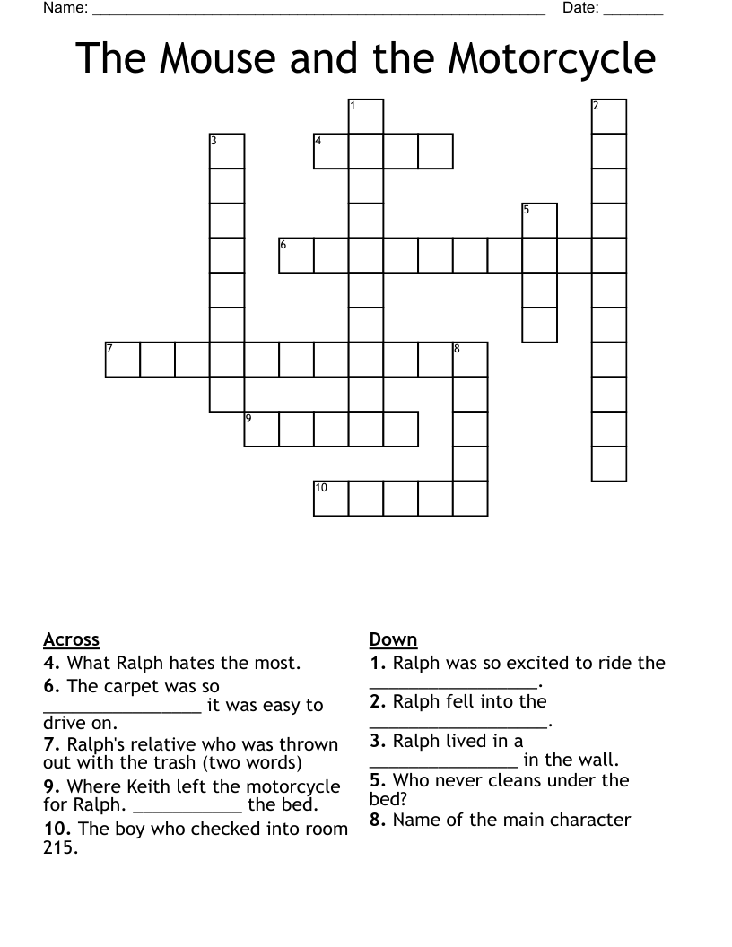 The Mouse And The Motorcycle Crossword WordMint