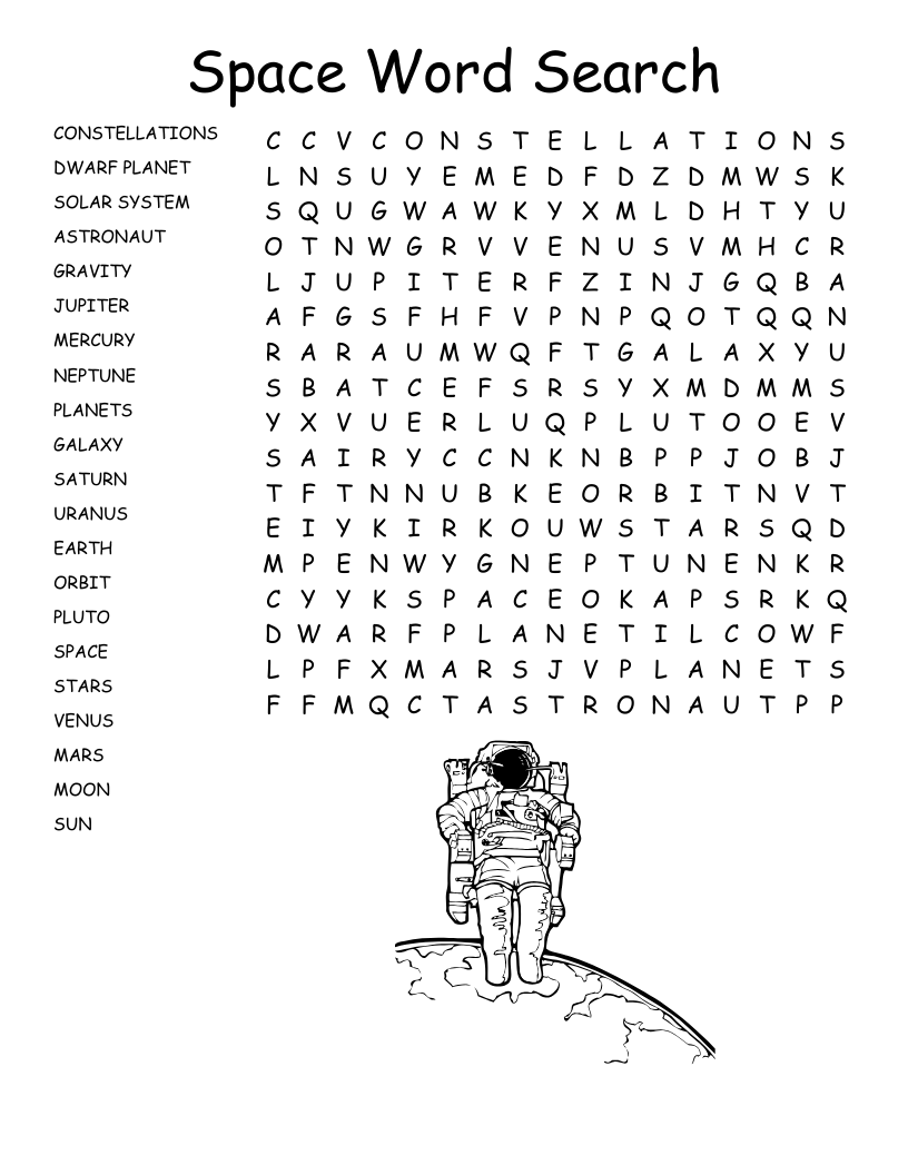 The Solar System Word Search WordMint