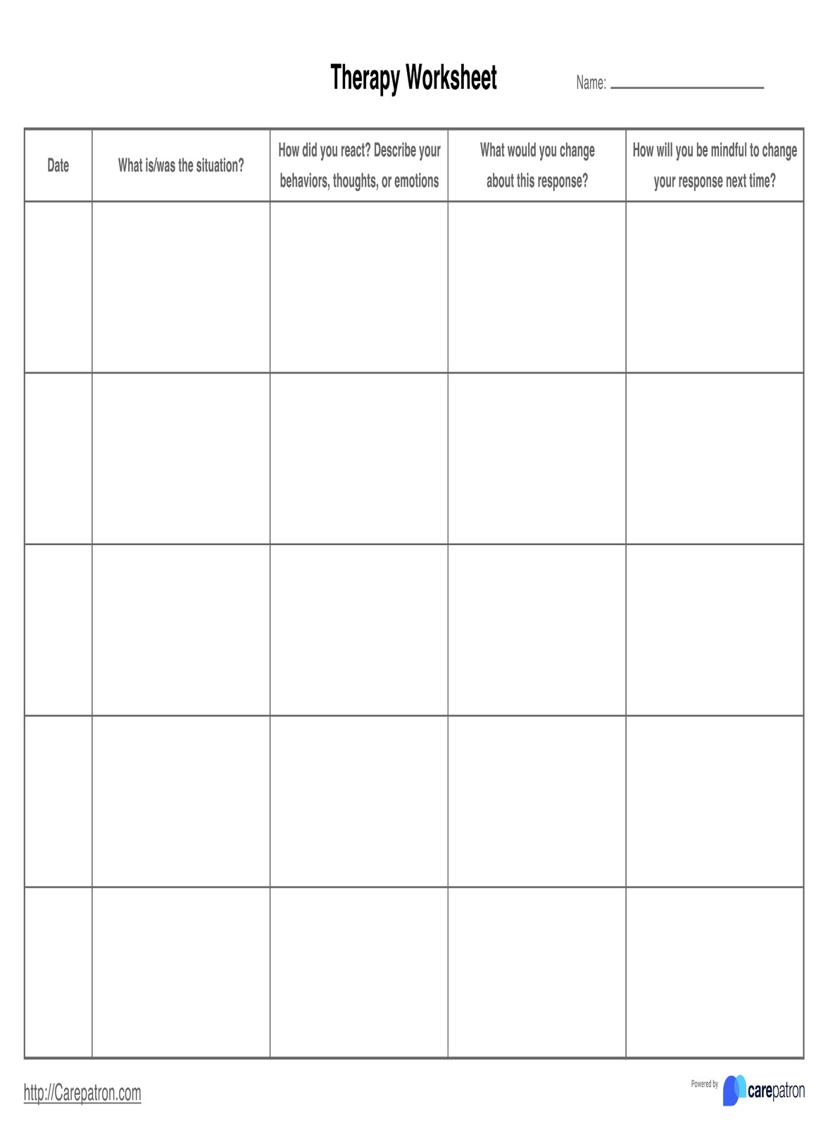 Therapy Worksheet