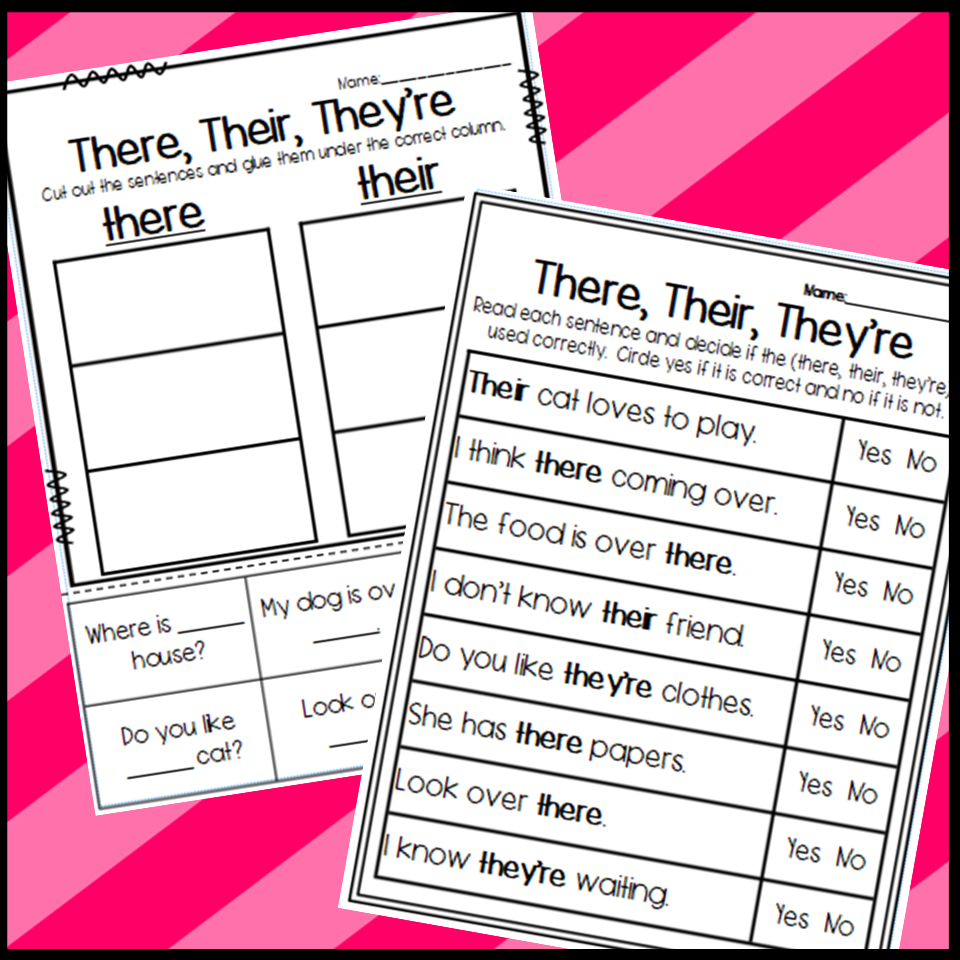 Homophones Worksheet There Their And Theyre Homeschool Books Worksheets Library