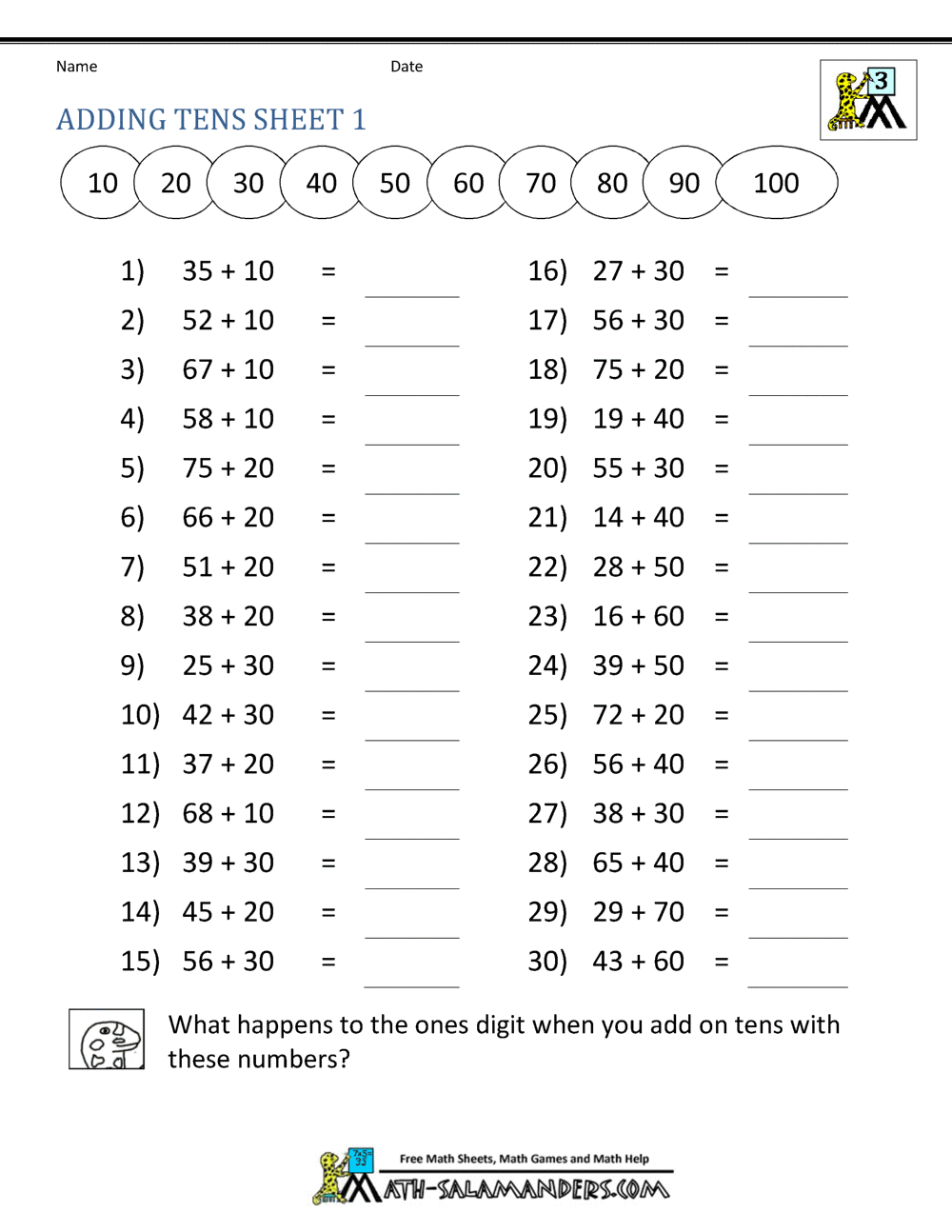Third Grade Addition Worksheets Third Grade Addition Worksheets