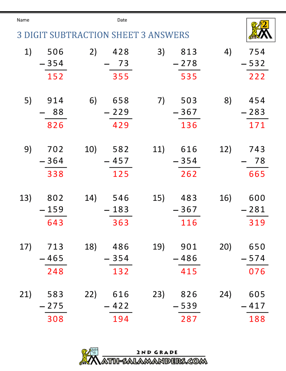 Three Digit Subtraction With Regrouping Worksheets Three Digit Subtraction With Regrouping Worksheets