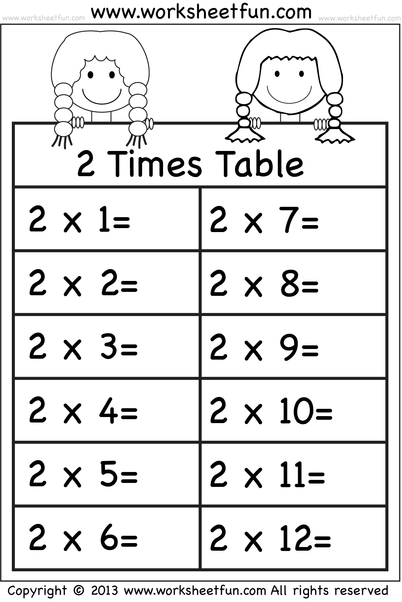 Free 2 Times Table Worksheets Fun Creative And Easy To Print