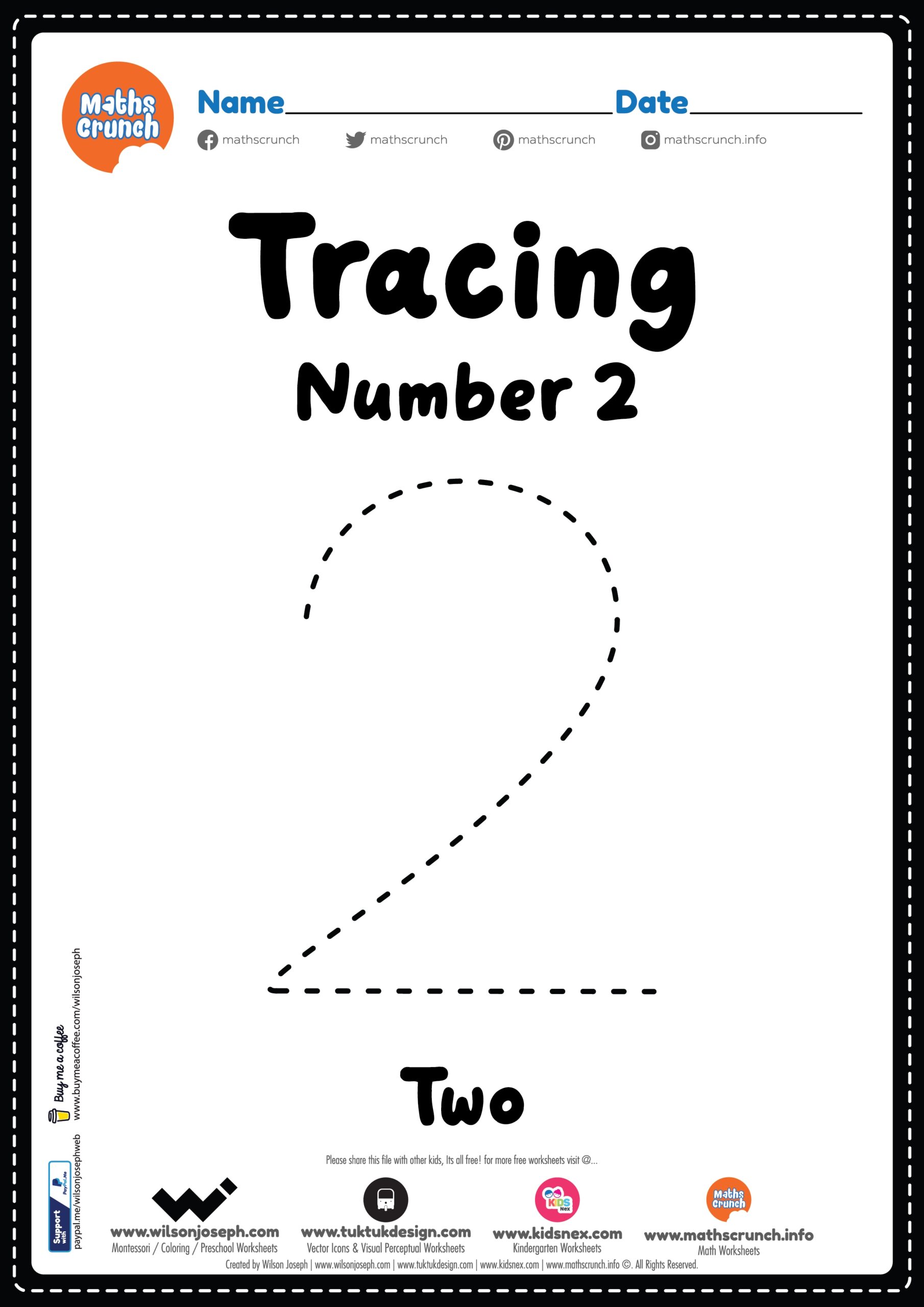 FREE Printable Number 2 Worksheets Tracing Counting