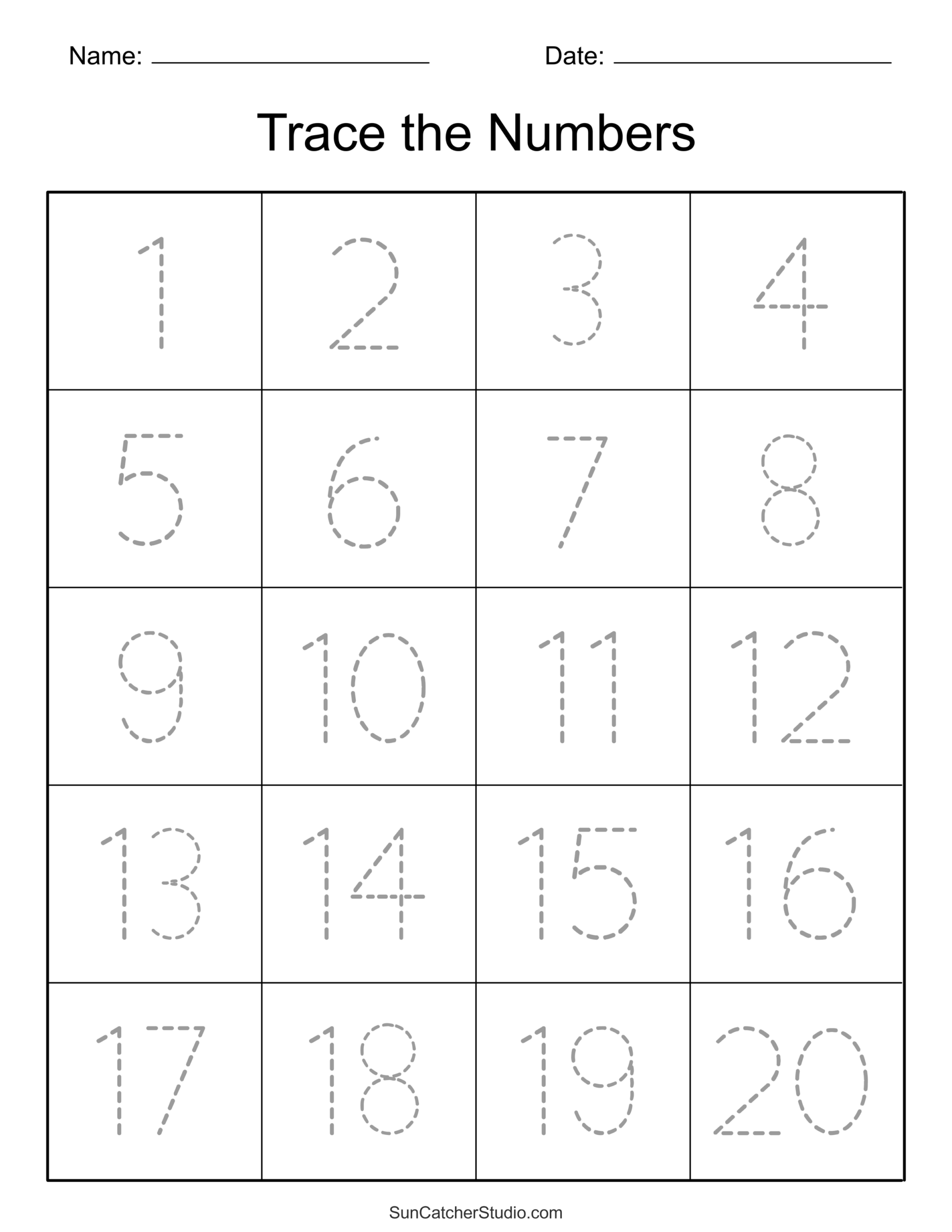 Tracing Numbers Free Printable Practice PDF Worksheets Free Printables Lettering SVG Files Tools Apps Number Formation Practice Sheets