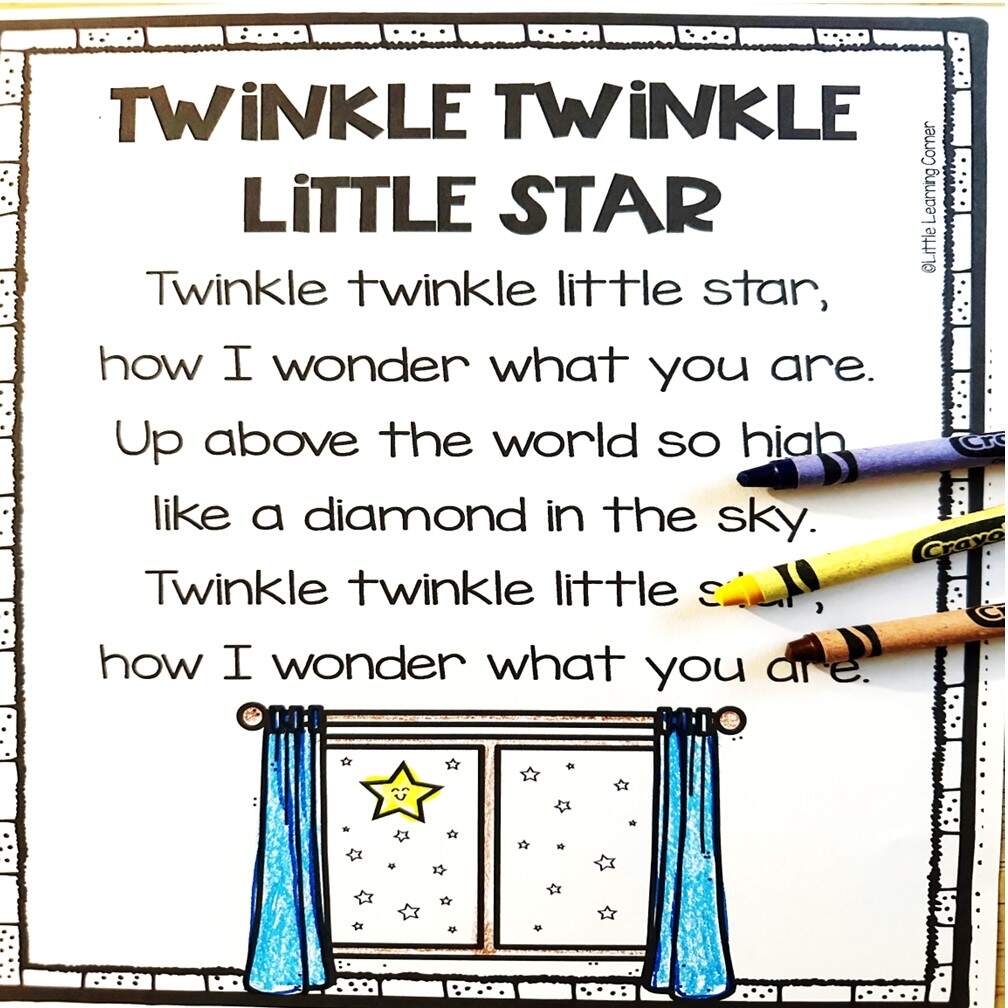 Twinkle Twinkle Little Star Lyrics Activities And Printables For Kids Little Learning Corner Twinkle Twinkle Little Star Lyrics Activities And Printables For Kids Little Learning Corner