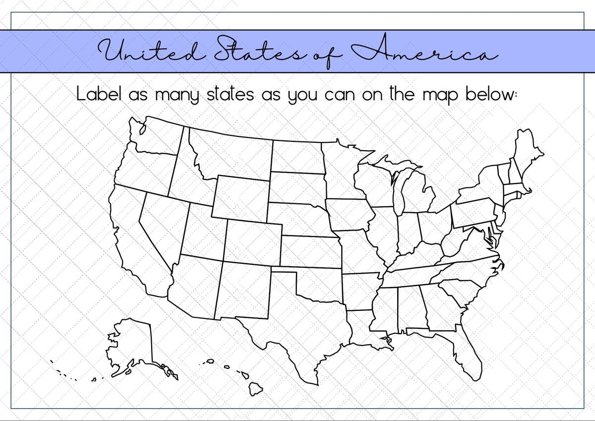 U S Map Labeling Worksheet Practice Identifying All 50 States With This Fun Printable Activity Great For Classrooms Or Homeschool Etsy